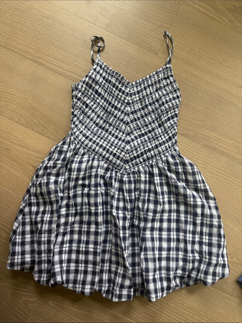NWT American Eagle Navy and White Plaid Bubble dress